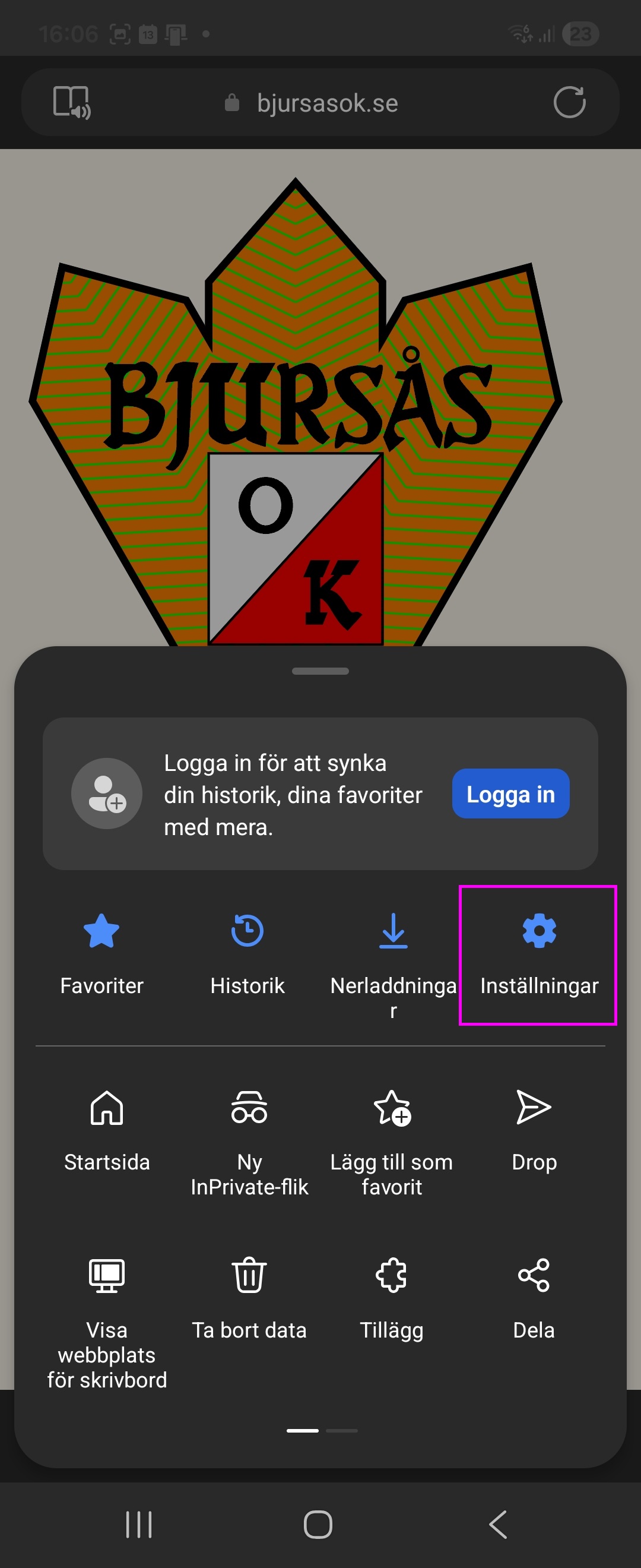 Öppna inställningar