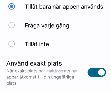 Android Exakt Plats