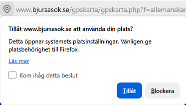 Tillåt Plats web-sida