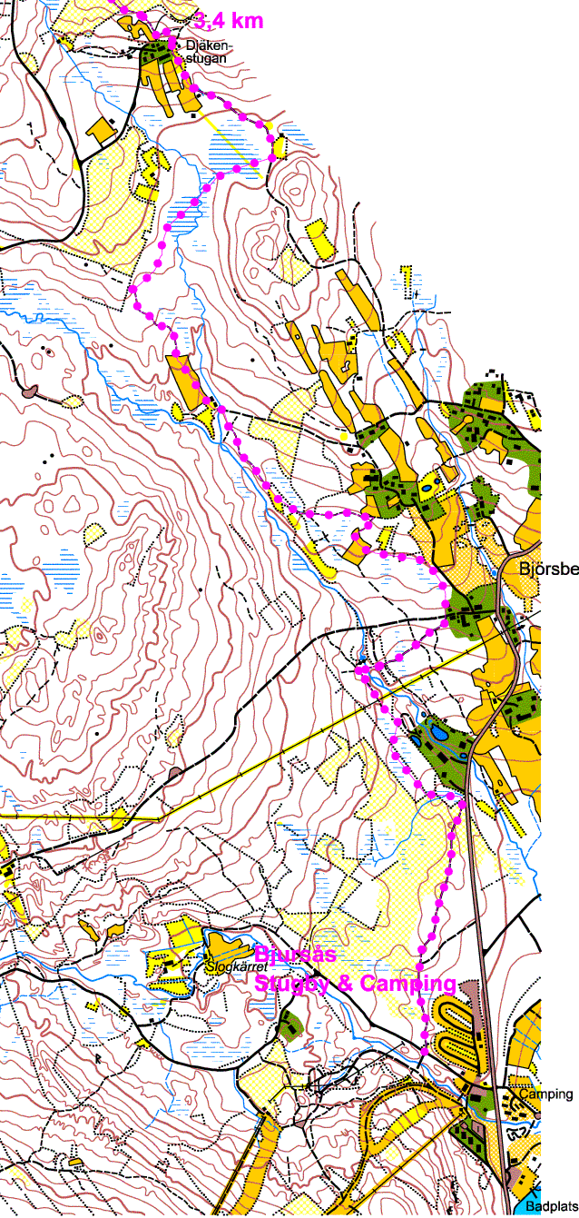 Spårkarta, Bjursås Stugby & Camping, anslutning till Sörskog, del 1
